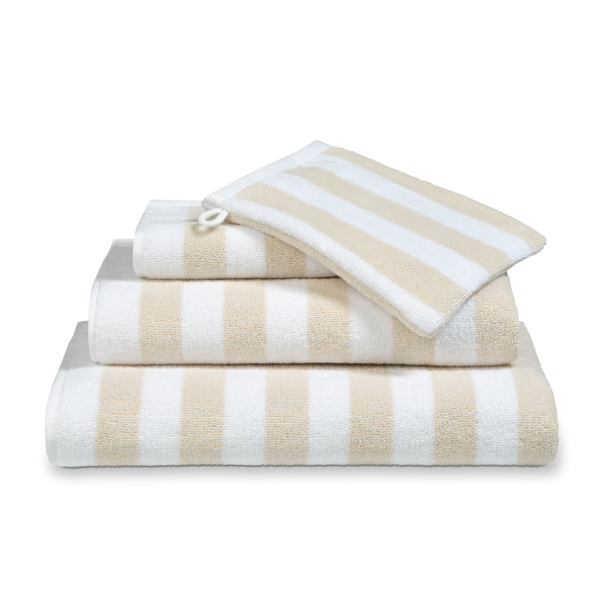 Ontdek de ultieme luxe van de Vandyck Verona stripes handdoeken in de kleur desert met perfect uitgebalanceerde mix van Egeïsche Turkse en Pima-katoen. Geniet van superieur absorptievermogen en zijdezachte zachtheid dankzij het drievoudige Evocotton-garen.