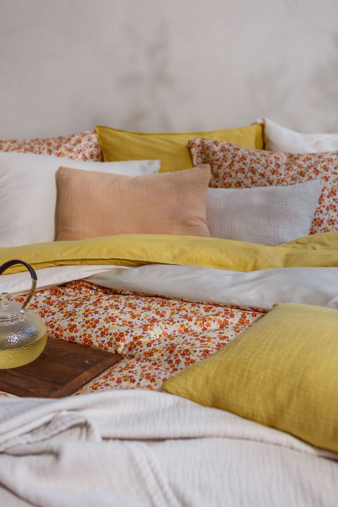 WASHED COTTON dekbedovertrek | apricot blush