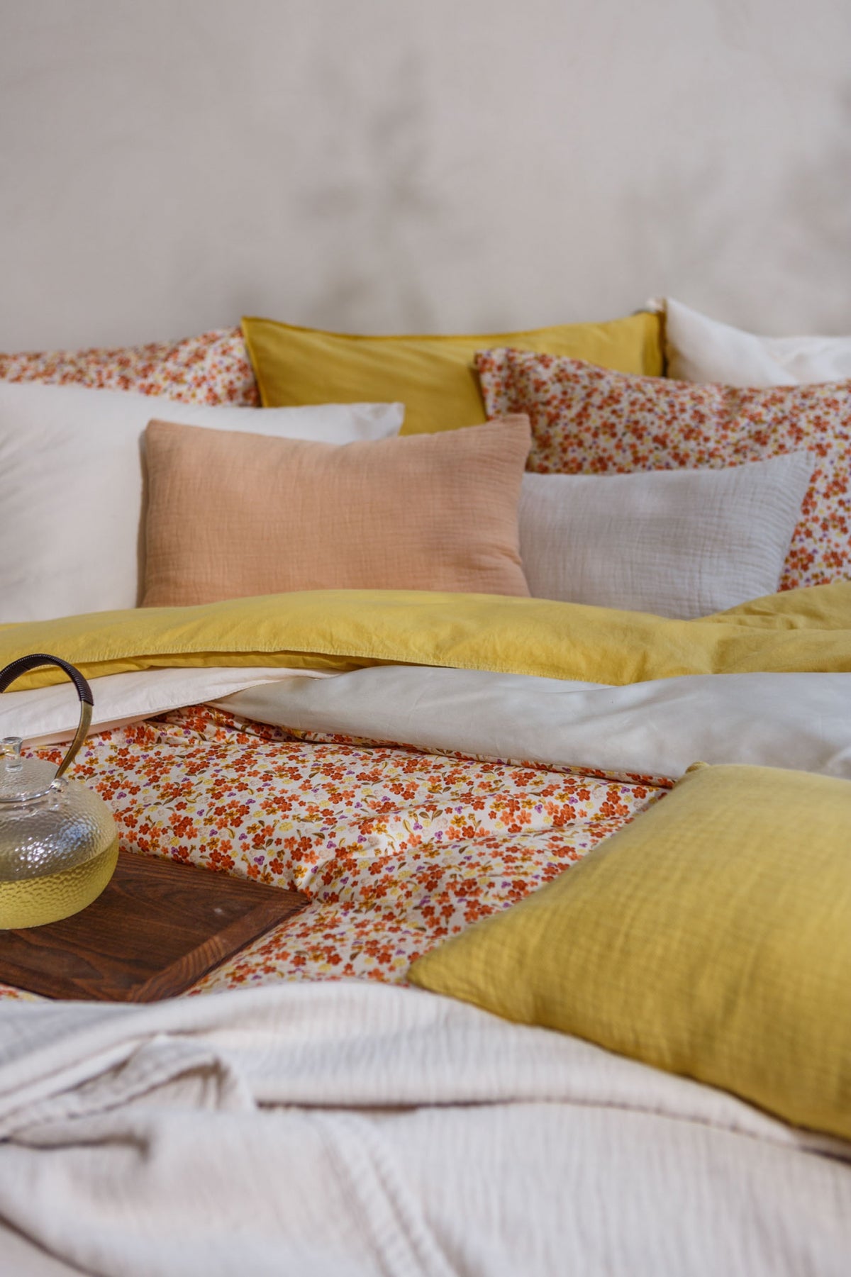 WASHED COTTON dekbedovertrek XL | apricot blush
