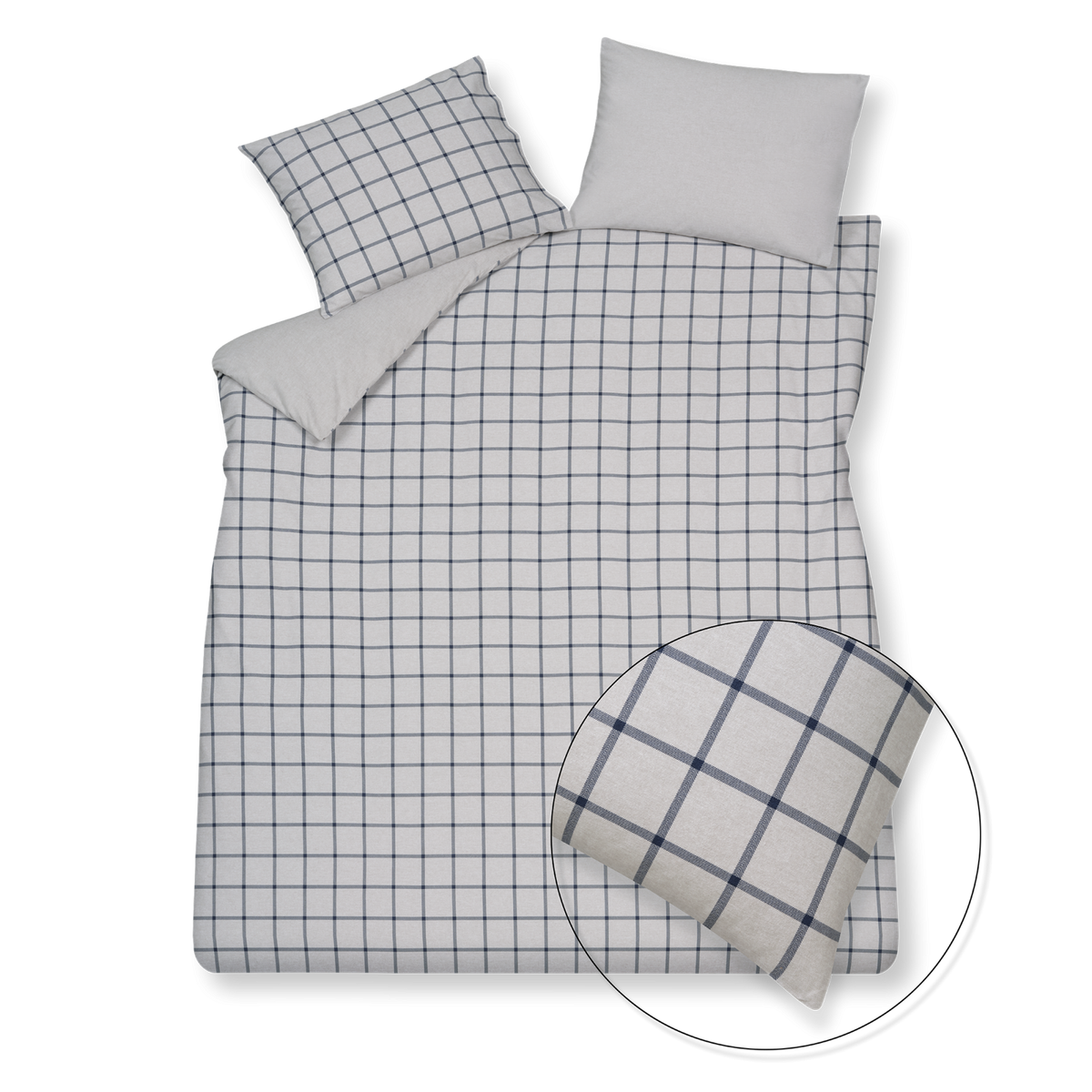 Flanel Dundee dekbedovertrekset | blue ink