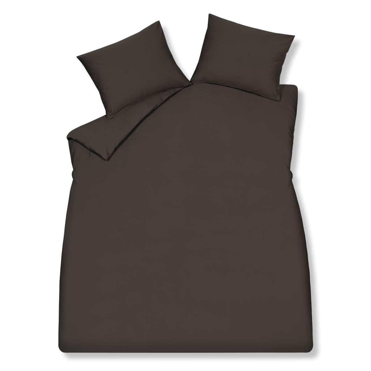Home Venice anthracite dekbedovertrek heeft een donker bruine uni kleur. De achterkant van het dekbedovertrek heeft dezelfde kleur als de voorkant van het dekbedovertrek. De kussens hebben ook dezelfde donker bruine uni kleur. 