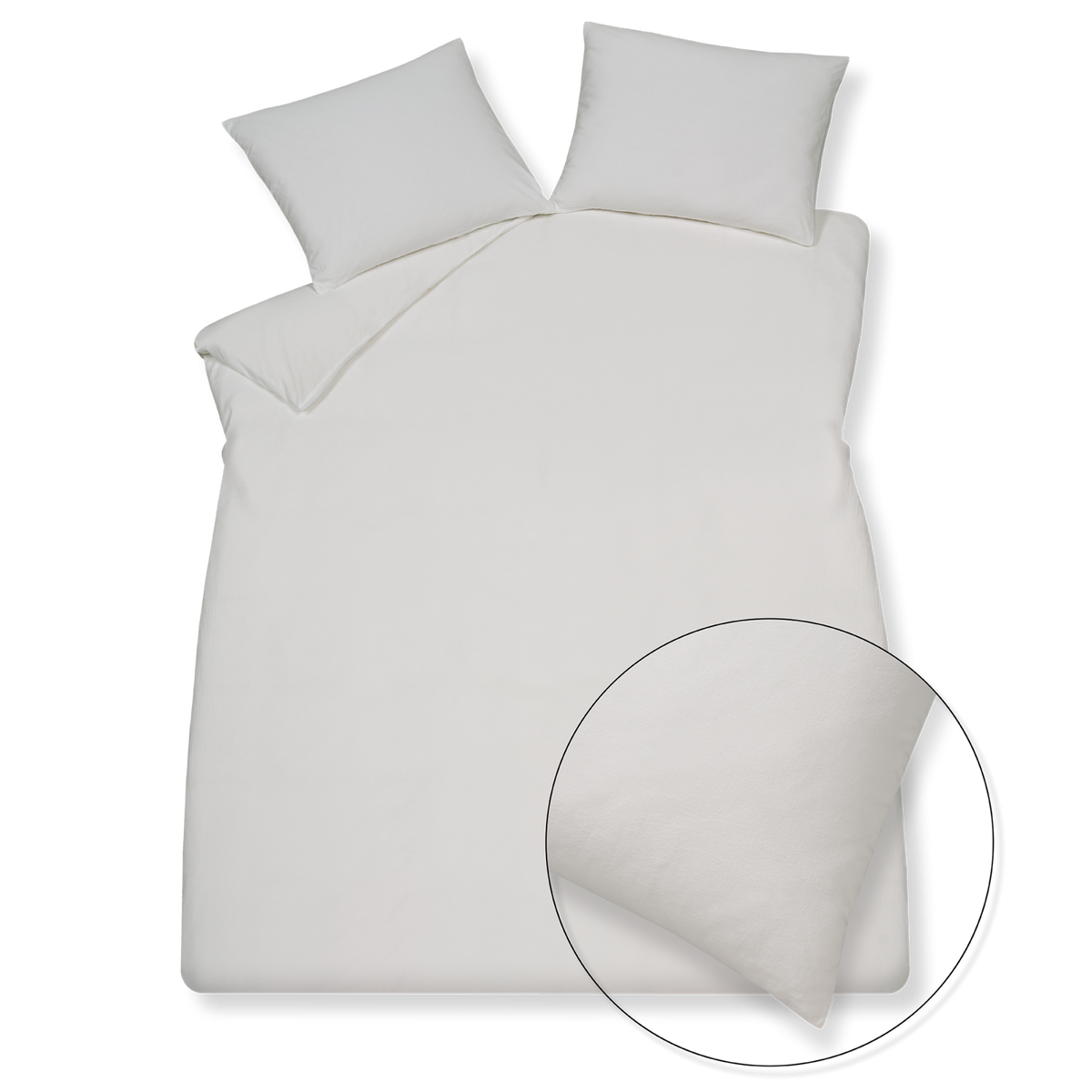 Pure 66 light stone dekbedovertrek heeft qua weving een opgeruwde linnenlook en is effen. De achterkant van het dekbedovertrek en de kussens zijn aan beiden zijden ook effen.