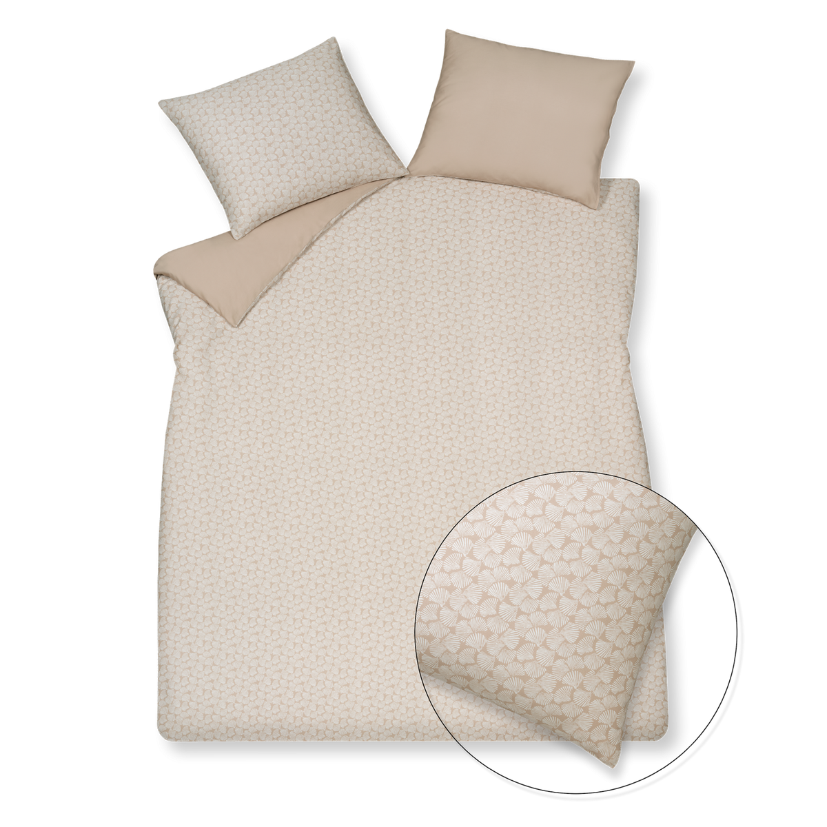 Pure 79 blush dekbedovertrek heeft een patroon van witte lijnen op een roze achtergrond die doen denken aan schelpen