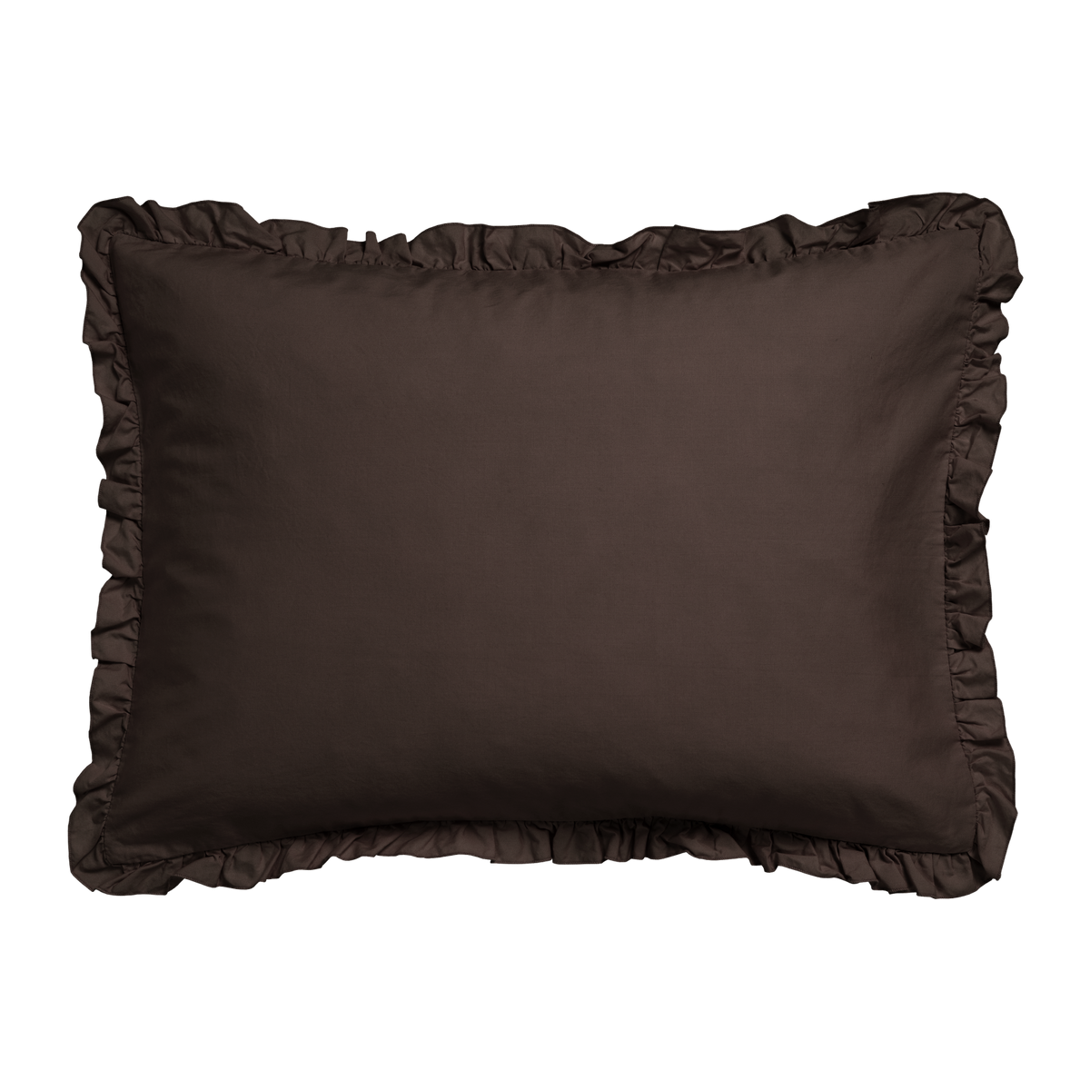 PURE 83 percale ruffle 40x55 sierkussensloop | dark truffle