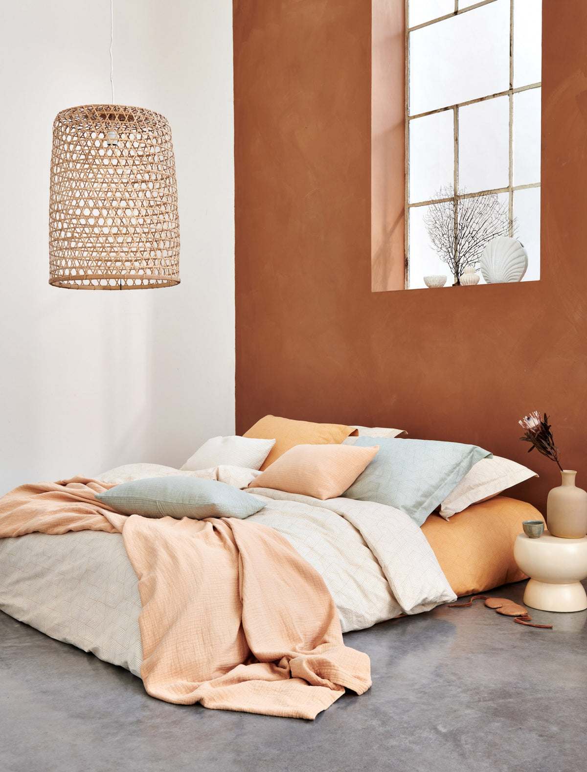 GEOMETRICAL dekbedovertrek | apricot blush